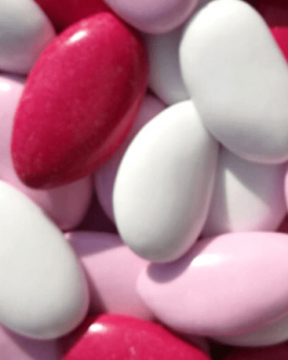Dragée Amande Bordeaux, Rose et blanc