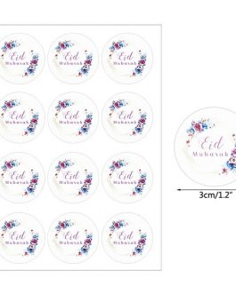 Etiquette Eid mubarak couronne fleur rouge
