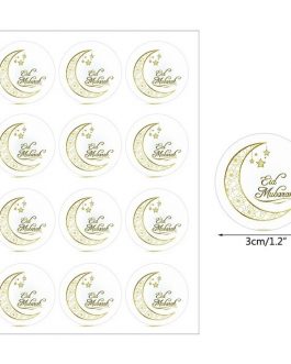 Etiquette Eid mubarak croissant lune doré