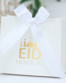 Aid moubarak petit sac EID ruban blanc